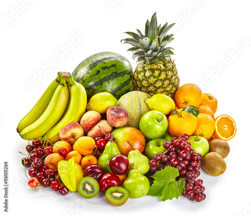 Isolated display of fresh healthy tropical fruit