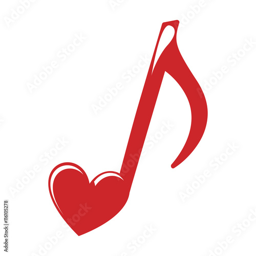 music note heart love icon