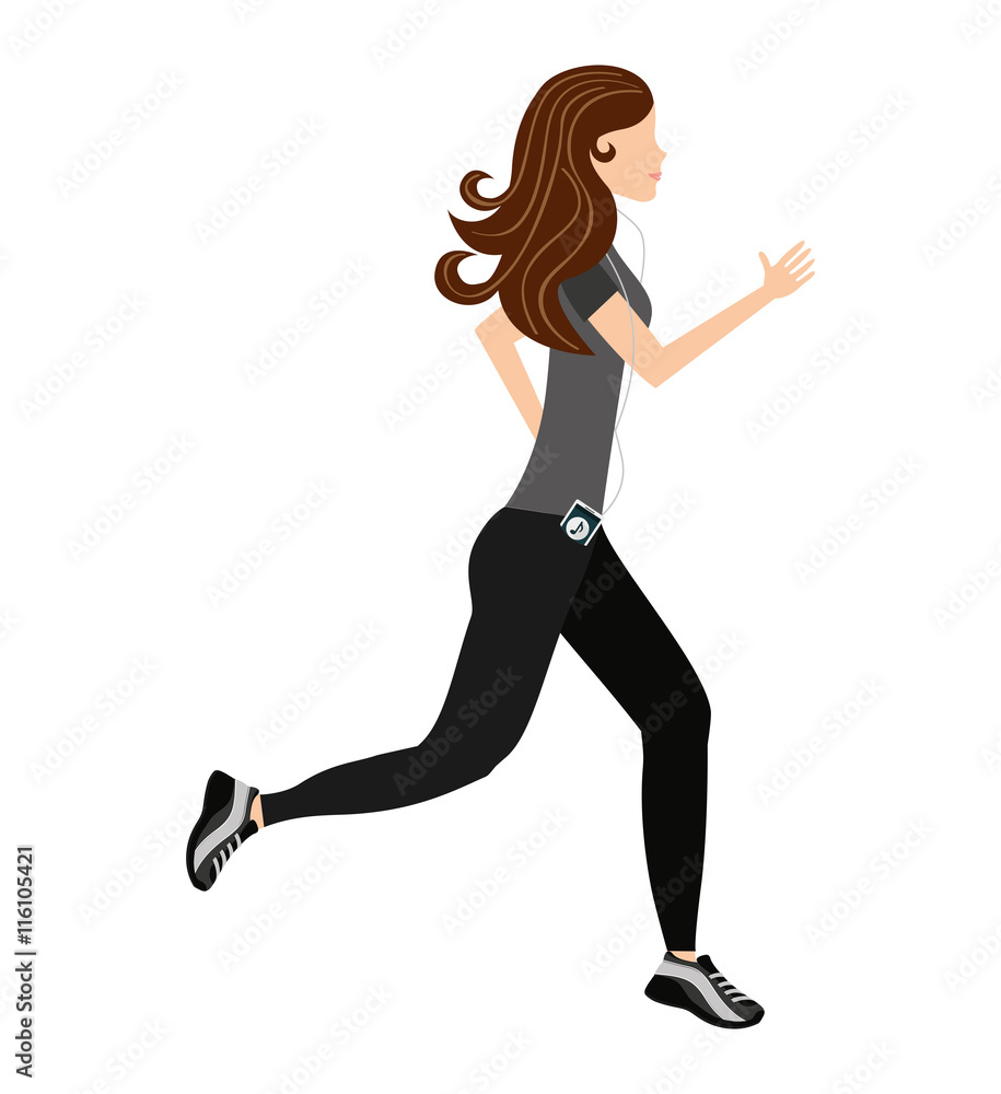 woman female young running icon woman female young running icon