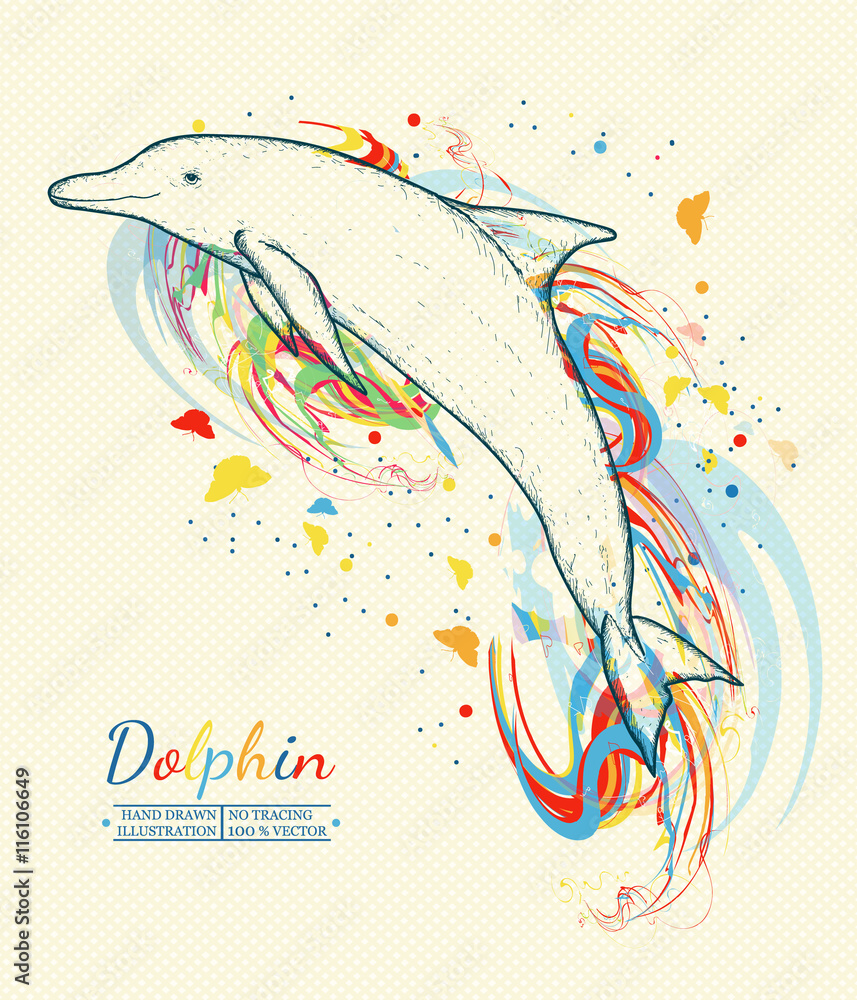 Fototapeta premium Beautiful dolphin jumping out of the water dolphin art