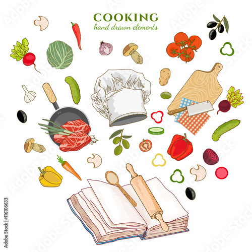 Cookbook creative cooking hand drawn vector