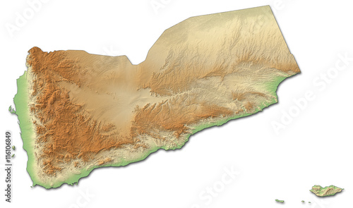 Relief map of Yemen - 3D-Rendering