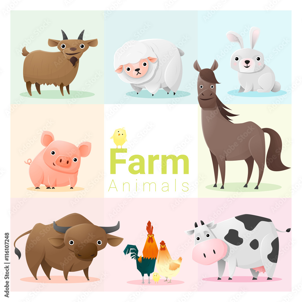 Set of farm animals , vector , illustration Set of farm animals , vector , illustration