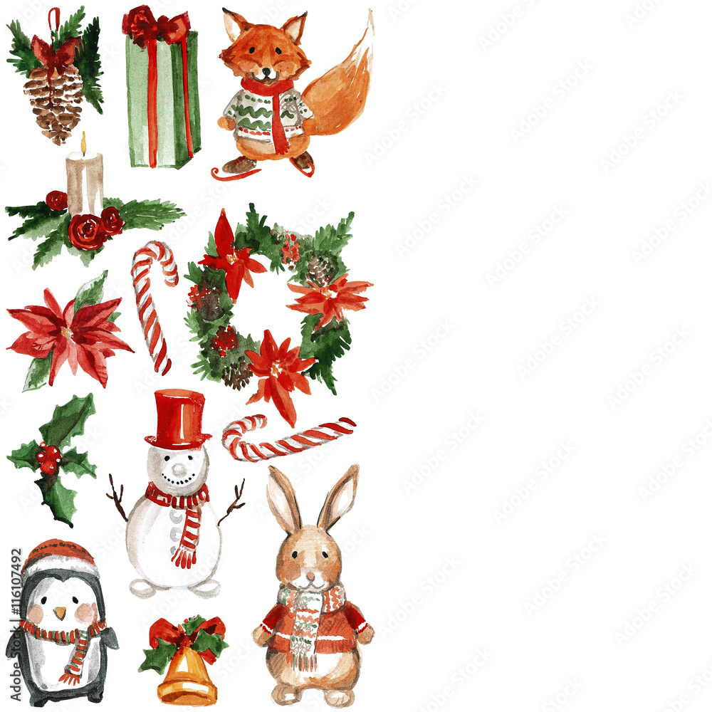 Fototapeta premium Merry Chrismtas Holly Jolly