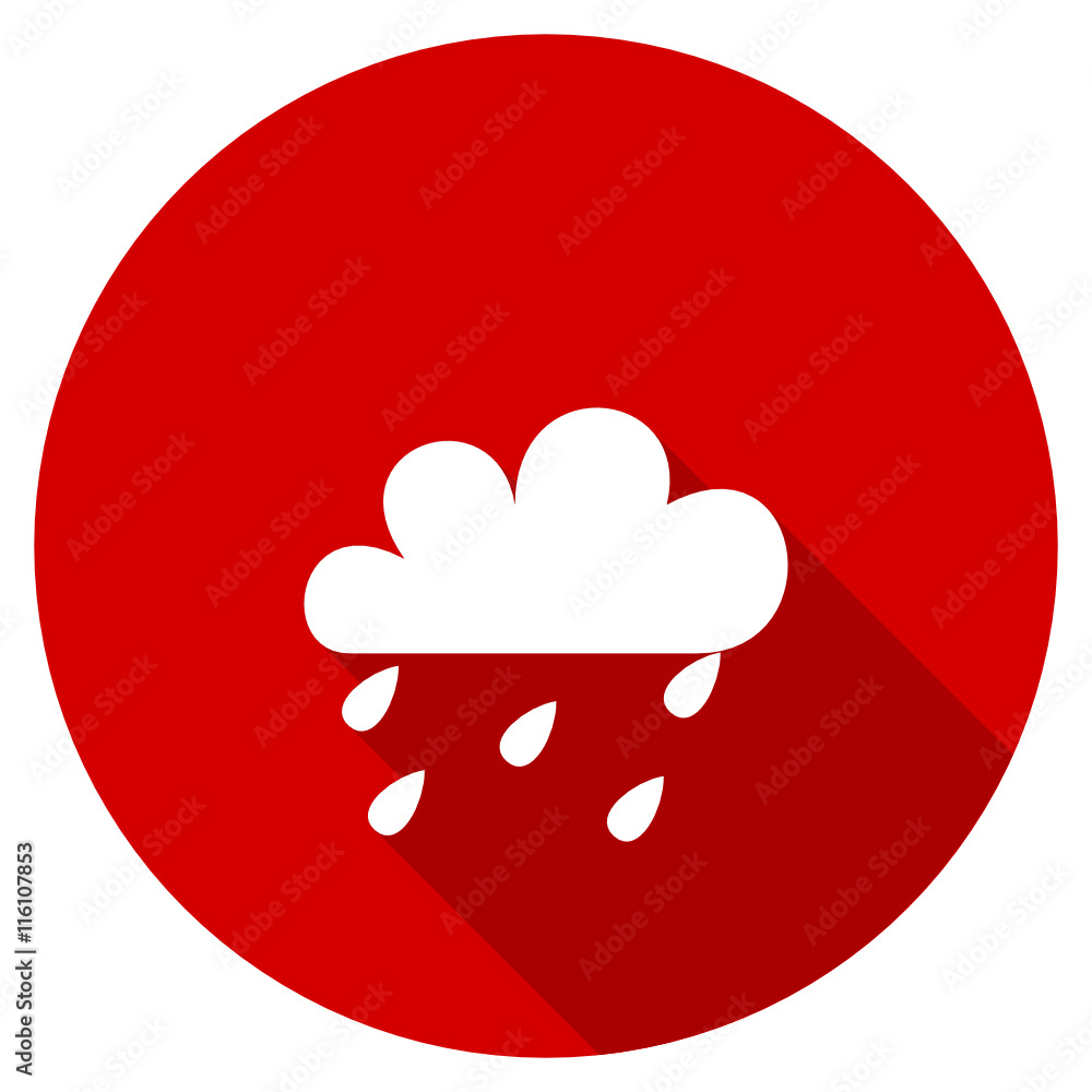 Flat design red round web rain vector icon Flat design red round web rain vector icon