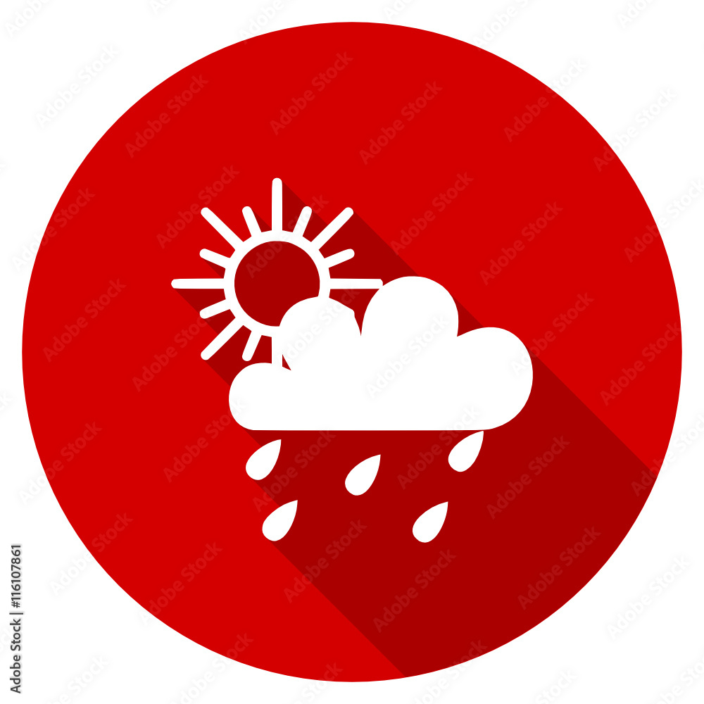 Flat design red round web rain vector icon Flat design red round web rain vector icon