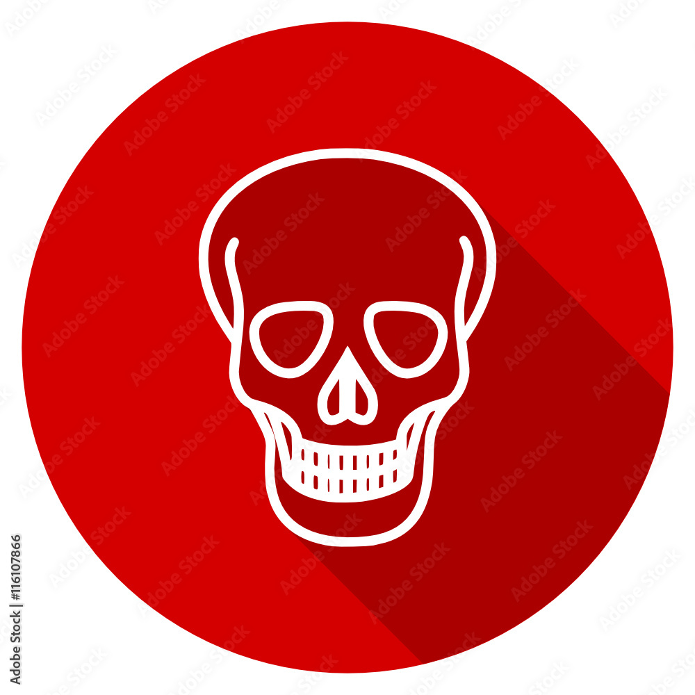 Flat design red round skull vector icon Flat design red round skull vector icon