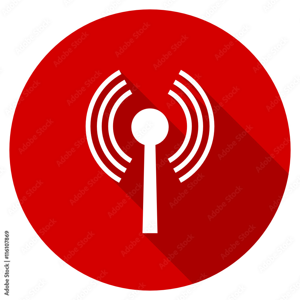 Flat design red round wifi vector icon Flat design red round wifi vector icon