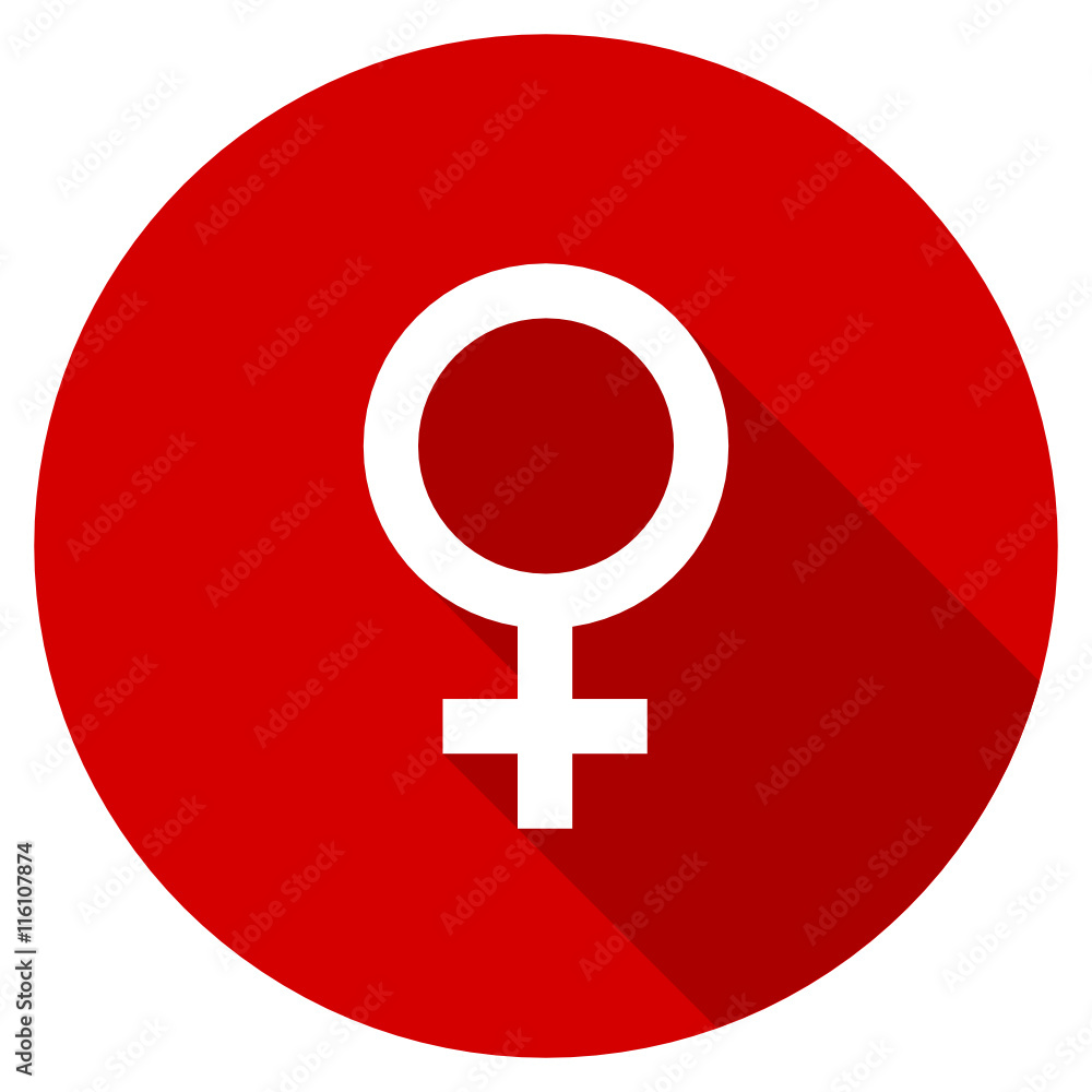 Flat design red round female vector icon Flat design red round female vector icon
