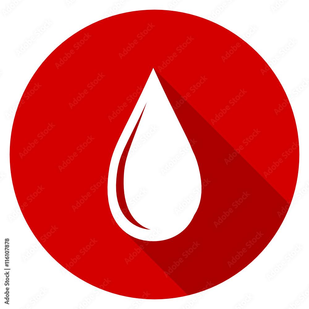 Flat design red round water vector icon Flat design red round water vector icon