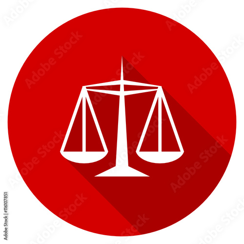 Flat design red round web justice vector icon