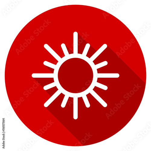 Flat design red round sun vector icon