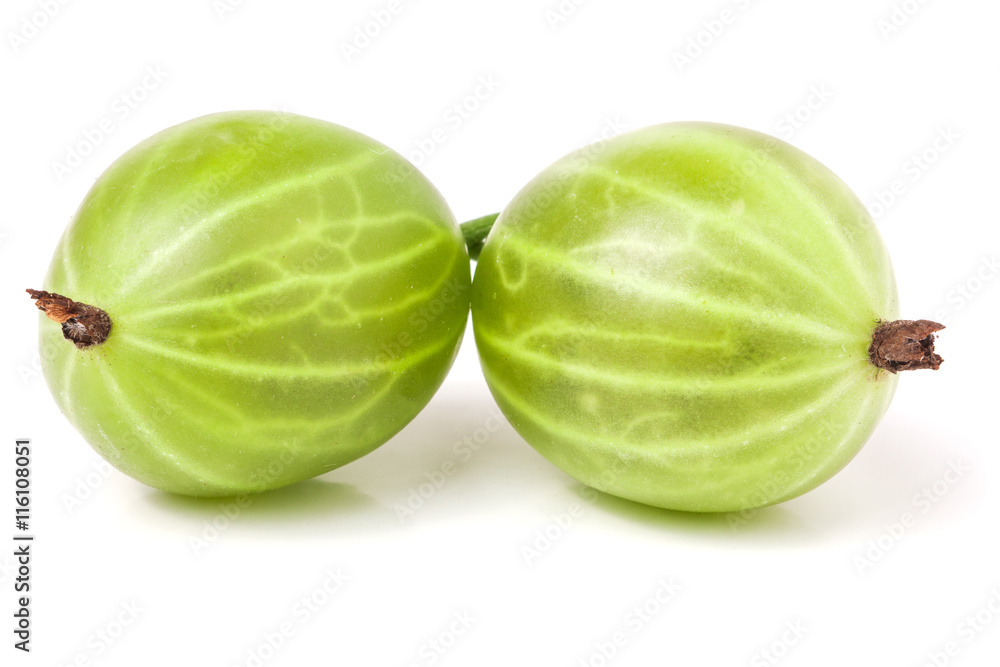 two gooseberry isolated on white background close-up macro two gooseberry isolated on white background close-up macro