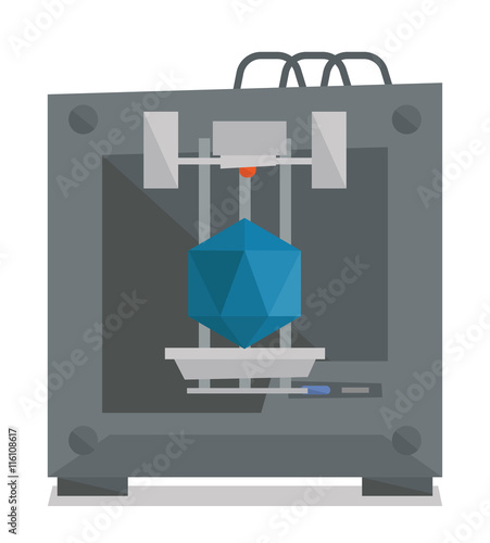 Tree D printer vector illustration