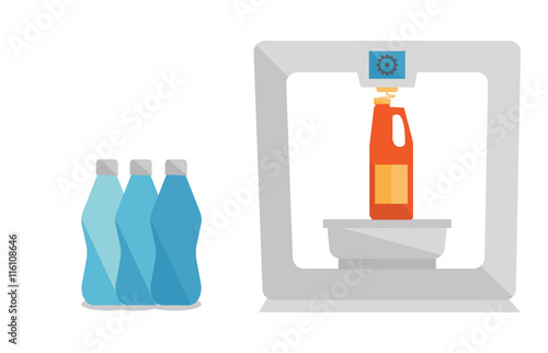 Tree D printer vector illustration
