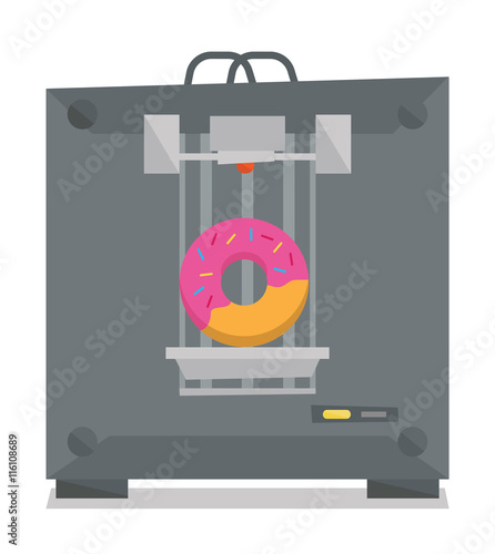 Tree D printer vector illustration.