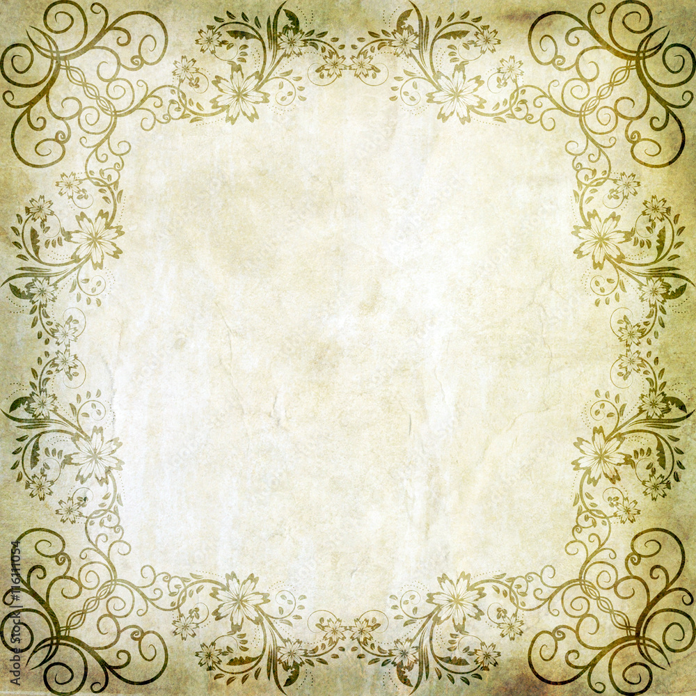 Old paper with floral frame Old paper with floral frame