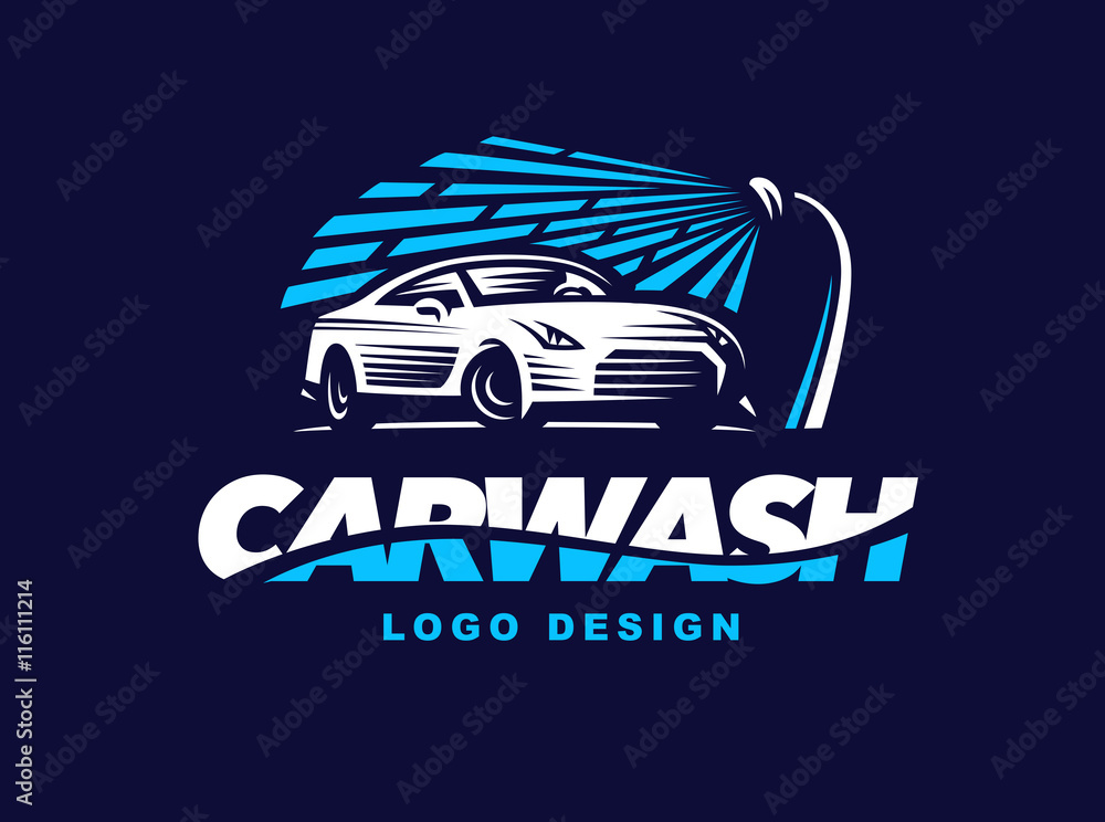 Obraz premium Logo car wash on dark background.