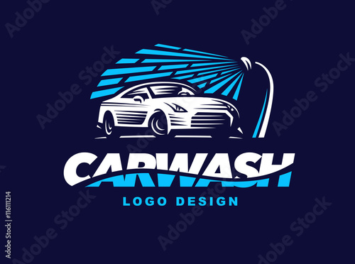 Logo car wash on dark background.