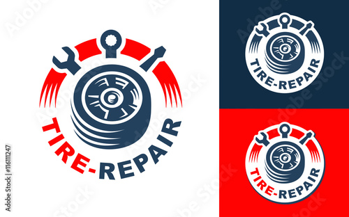 Logo Tire on light and dark background.