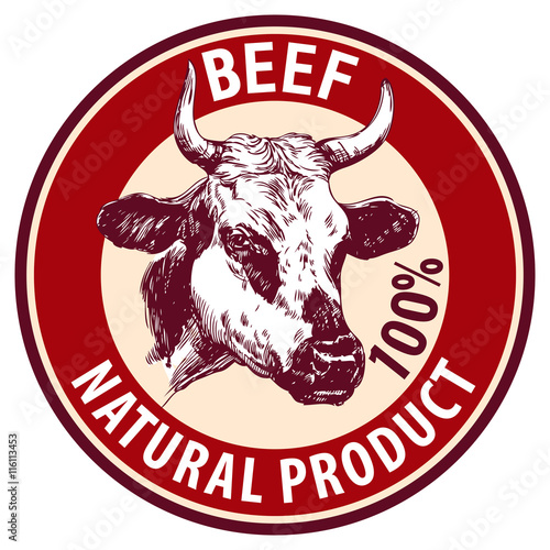 cow hand drawn vector llustration sketch. logo design template. farm icon