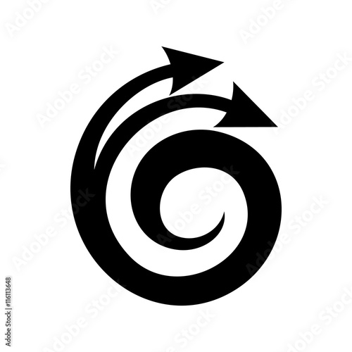 Spiral arrow, design element icon in simple style isolated on white background