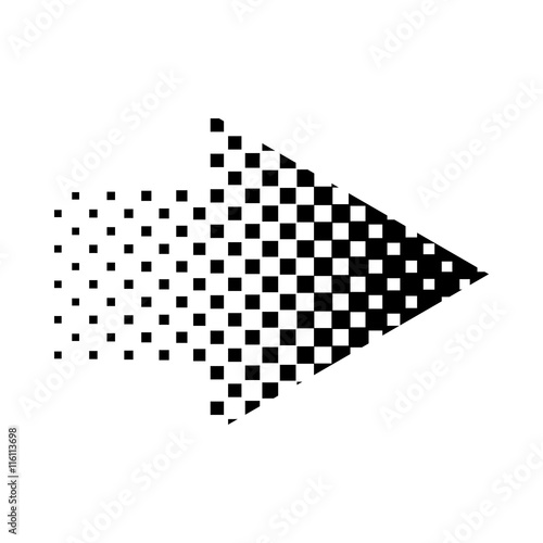 Halftone rigth arrow icon in simple style isolated on white background