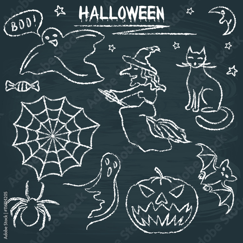 Chalkboard Halloween silhouette set