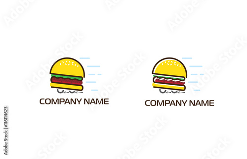 Burger mobile wagon flat logo