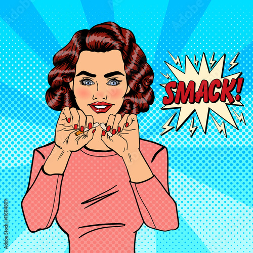 Pretty Young Woman Breaks Cigarette. Stop Smoking. Pop Art. Vector illustration