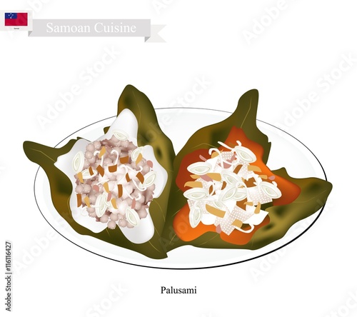 Palusami or Samoan Meat with Coconut in Taro Leaves photo
