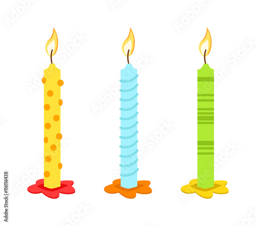 Burning candle flat vector illustration