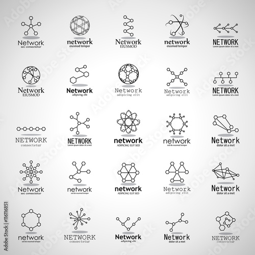 Network Icons Set - Isolated On Gray Background - Vector Illustration, Graphic Design. For Web, Websites. Thin Line