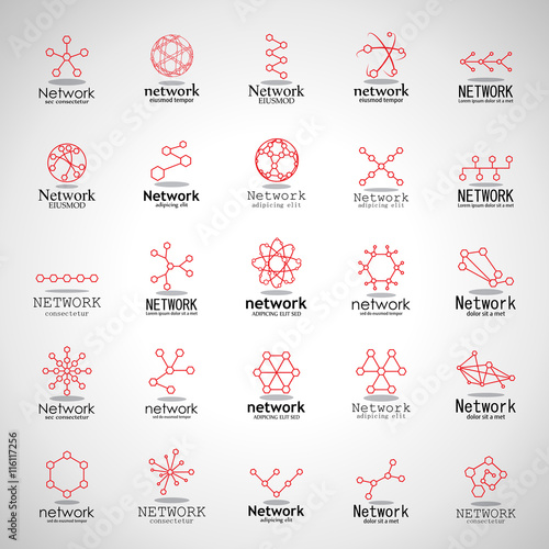 Network Icons Set - Isolated On Gray Background - Vector Illustration, Graphic Design. For Web, Websites. Thin Line