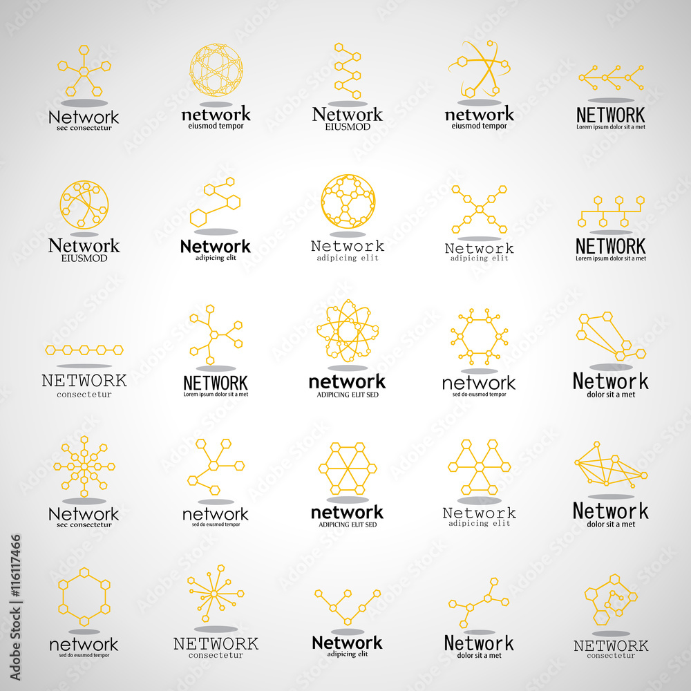 Network Icons Set - Isolated On Gray Background - Vector Illustration, Graphic Design. For Web, Websites. Thin Line