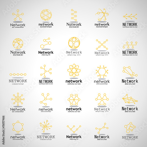 Network Icons Set - Isolated On Gray Background - Vector Illustration, Graphic Design. For Web, Websites. Thin Line