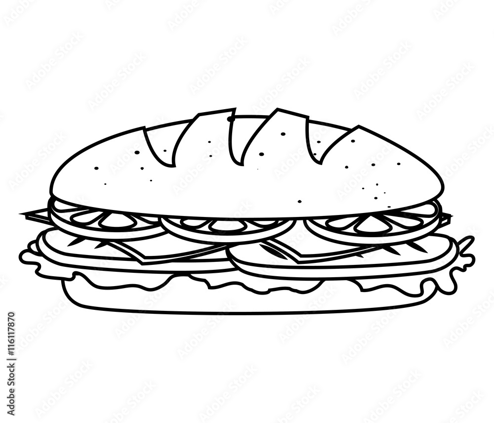 Delicious sandwich fast food isolated flat icon, vector illustration. Delicious sandwich fast food isolated flat icon, vector illustration.