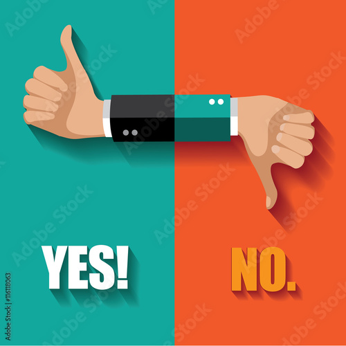 
Yes no thumbs up and down flat design. EPS 10 vector.