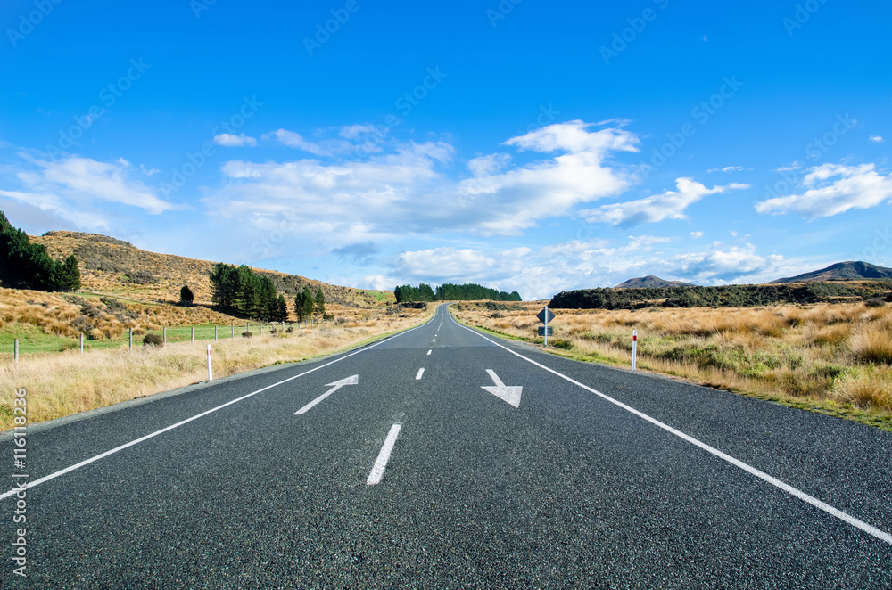 Beautiful highway scene in New Zealand
