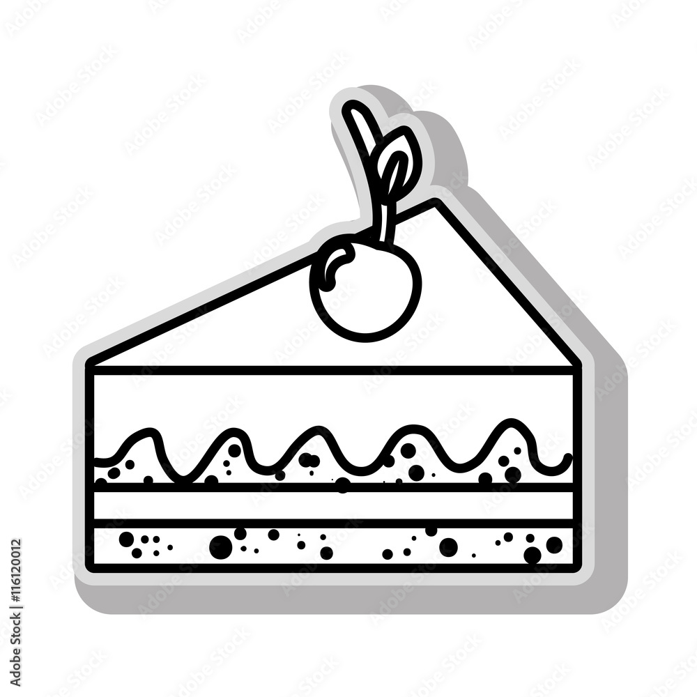 Delicious dessert cake in black and white colors, isolated flat icon. Delicious dessert cake in black and white colors, isolated flat icon.