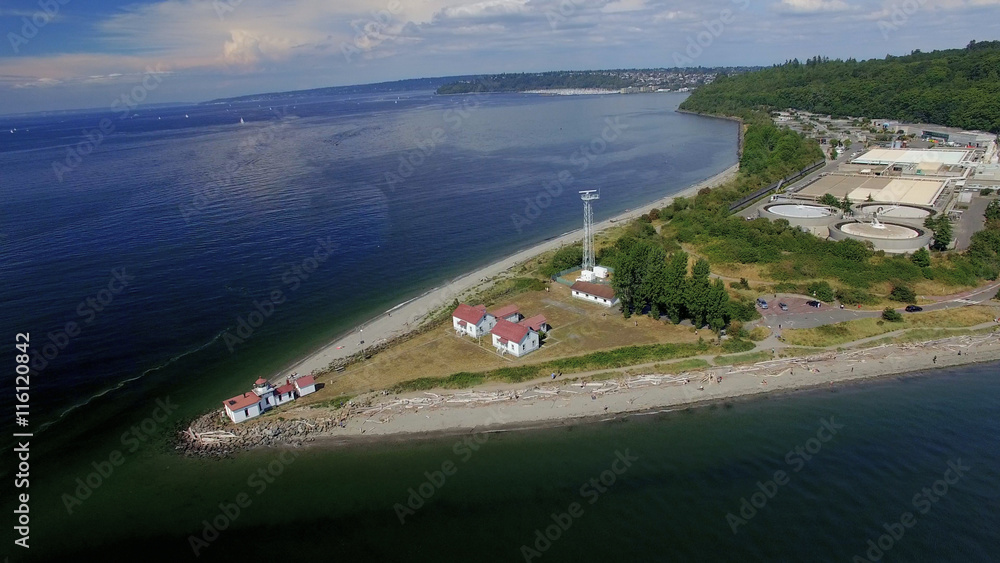 Aerial of Discovery Park, Shilshole Bay, Ballard - Seattle, Washington Aerial of Discovery Park, Shilshole Bay, Ballard - Seattle, Washington