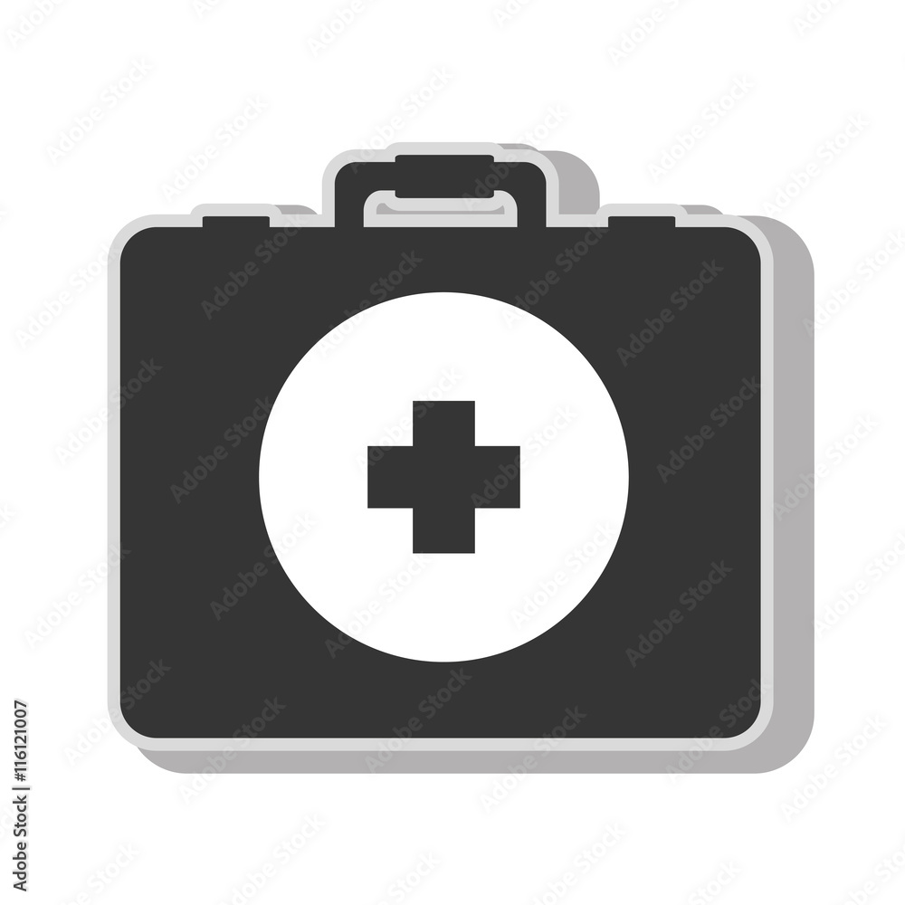 Medical first aids suitcase , isolated flat icon with black and white colors. Medical first aids suitcase , isolated flat icon with black and white colors.