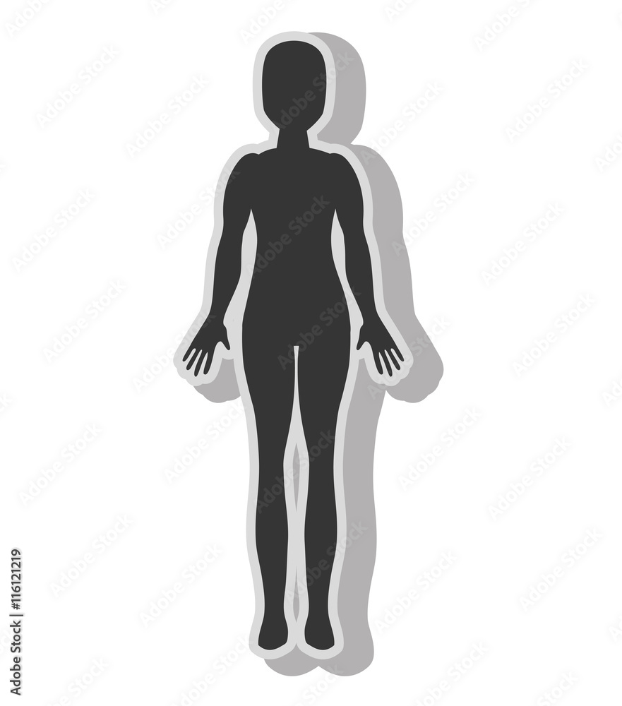 Woman body silhouette , isolated flat icon with black and white colors. Woman body silhouette , isolated flat icon with black and white colors.