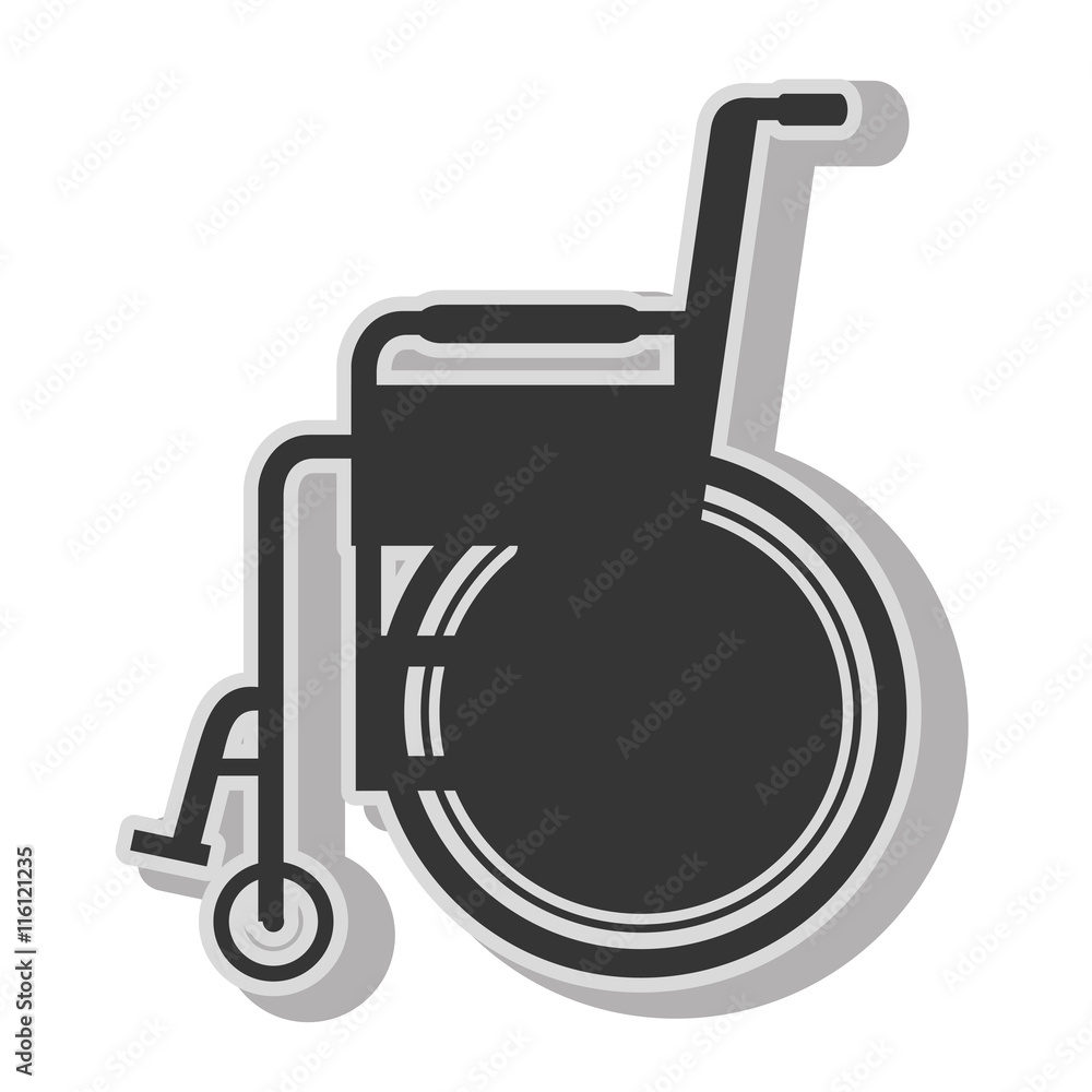 Handicap wheelchair disability , isolated flat icon with black and white colors. Handicap wheelchair disability , isolated flat icon with black and white colors.