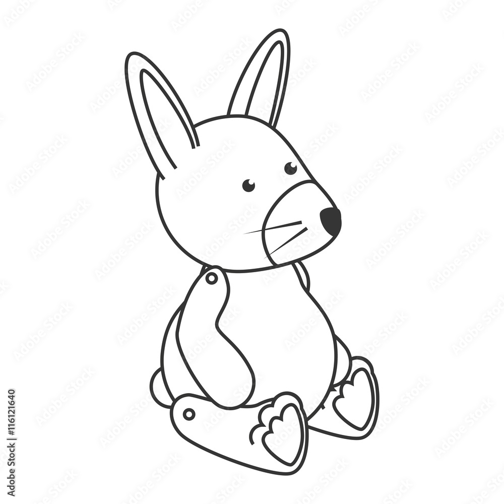 teddy bunny toy ,black and white isolated flat icon teddy bunny toy ,black and white isolated flat icon
