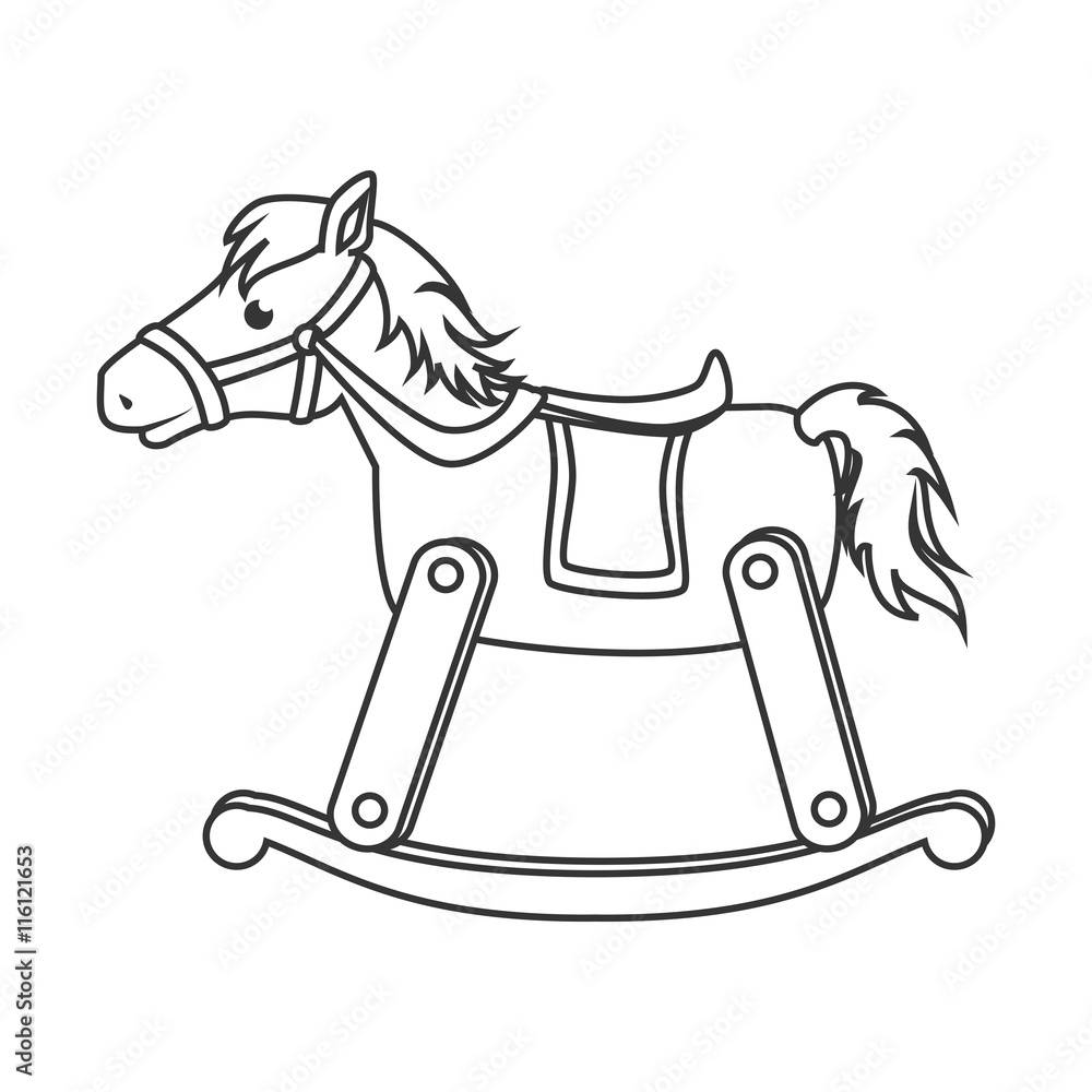 wooden horse toy ,black and white isolated flat icon wooden horse toy ,black and white isolated flat icon