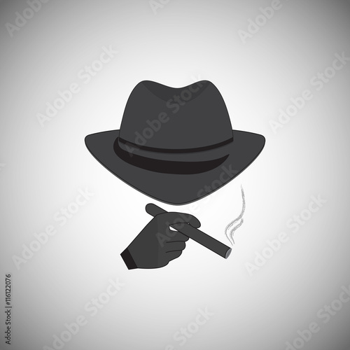Silhouette of a man in a hat with a cigarette in his hand