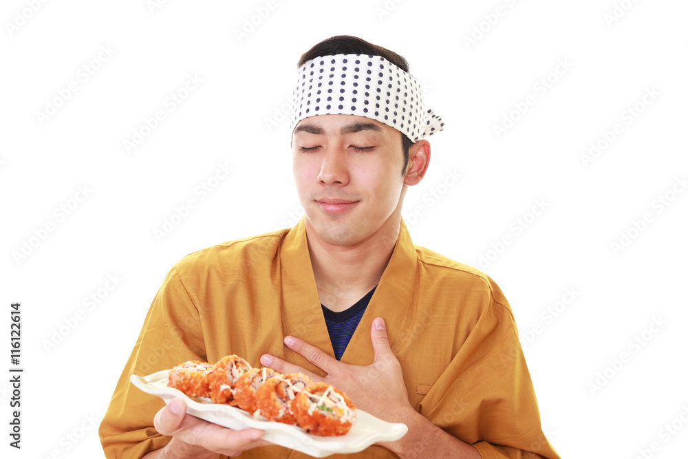 笑顔の寿司職人