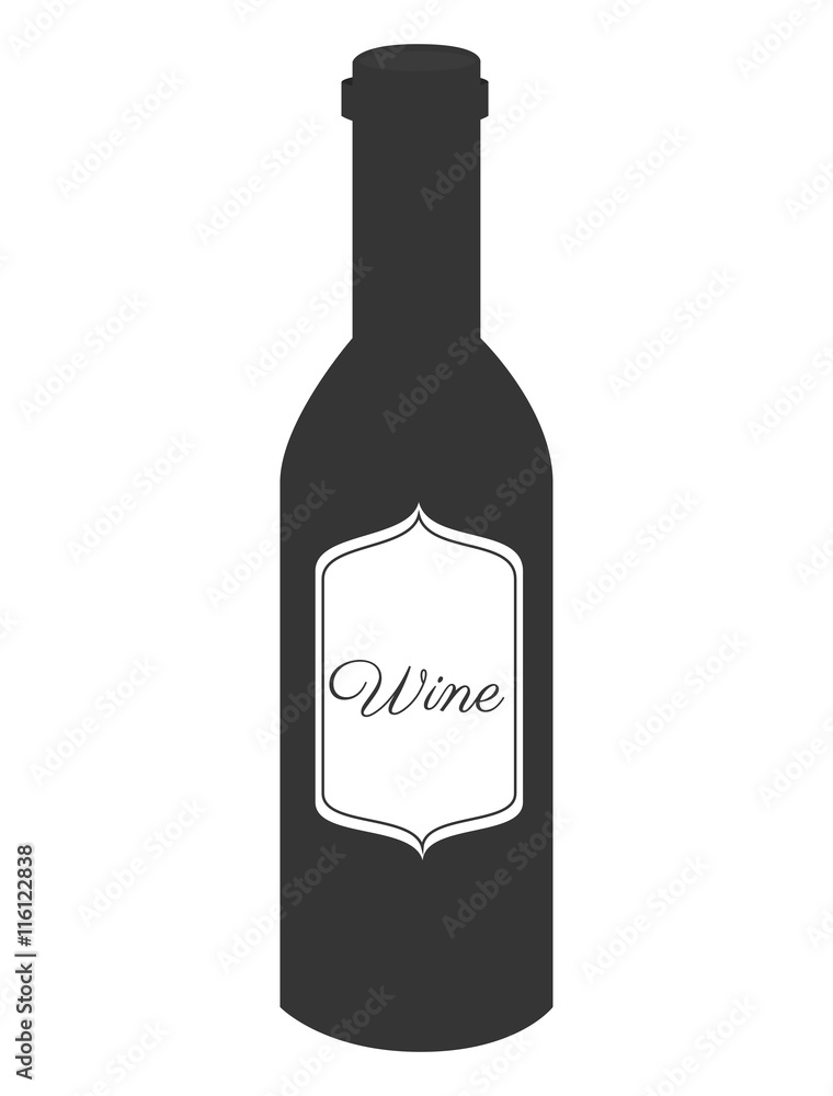 Wine glass bottle, isolated flat icon design.