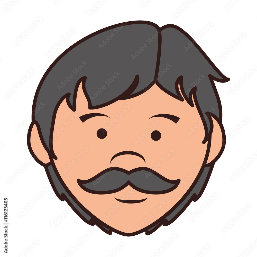 Father mustache cartoon, isolated flat icon design. Father mustache cartoon, isolated flat icon design.